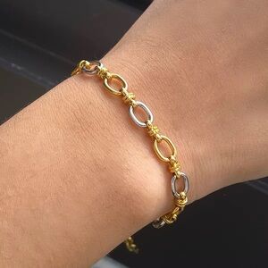 18K Gold Plated Two Tone Chain Bracelet